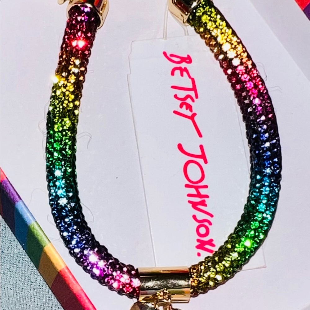 Betsey johnson pave rainbow clasp bracelet - Picture 2 of 5
